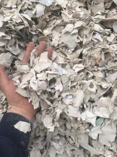 Shredded plasterboard large pieces Shredded plasterboard large pieces